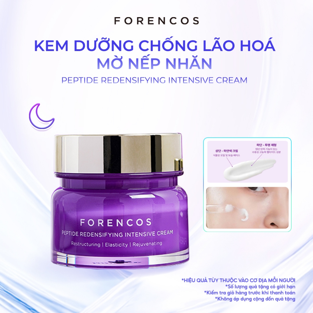 Kem dưỡng ẩm ban đêm hỗ trợ căng mịn và hỗ trợ làm chậm quá trình lão hóa Forencos Peptide Redensifying Intensive