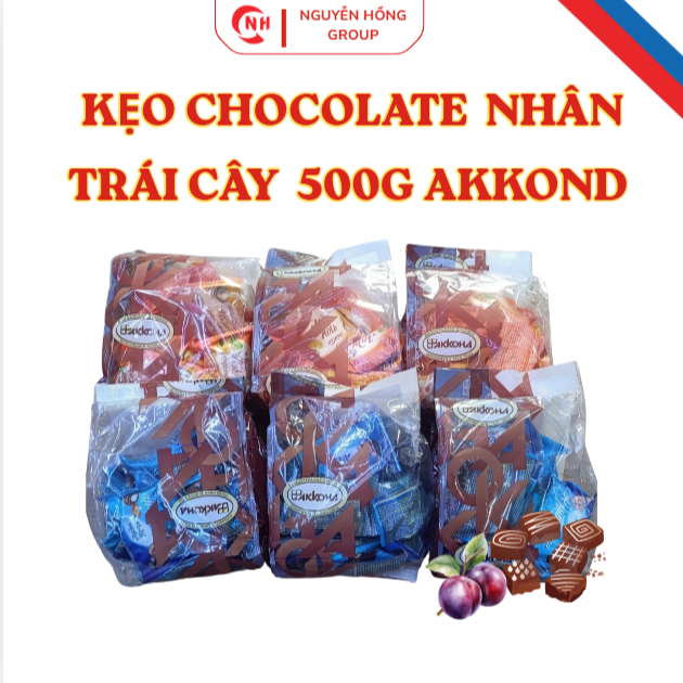 Kẹo Socola Ledi Noch Nhân trái cây AKKOND Nga - Kẹo Socola Nga Nhập Khẩu Chính 500g Hãng
