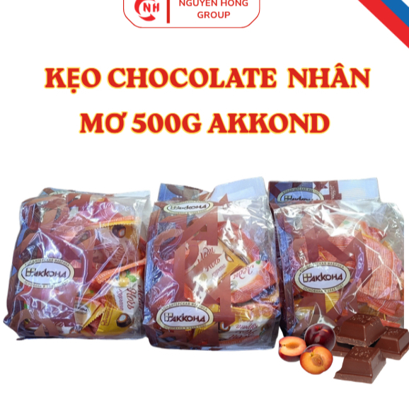 Kẹo Socola Ledi Noch Nhân trái cây AKKOND Nga - Kẹo Socola Nga Nhập Khẩu Chính 500g Hãng