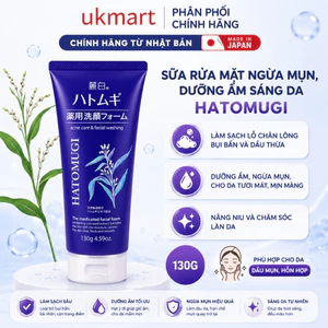 Sữa Rửa Mặt Ngừa Mụn Dưỡng Ẩm Làm Sáng Da Reihaku Hatomugi Acne Care & Facial Washing 130g