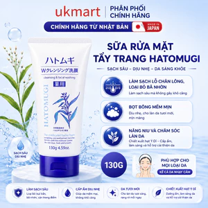 Sữa Rửa Mặt Tẩy Trang Hatomugi Chiết Xuất Ý Dĩ Sáng Da 130g The W Cleansing Foam