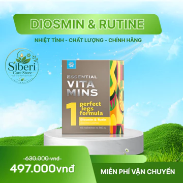 [Suy giãn tĩnh mạch]Thực phẩm bảo vệ sức khỏe Essential Vitamins 1 - Diosmine & Rutin Siberian – 60 viên – Date T12/2022