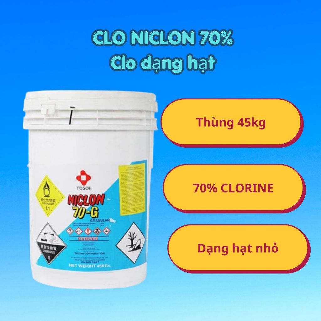 Clorine Niclon 70-G nồng độ 70% dùng sát trùng khử khuẩn nước hồ bơi, sinh hoạt
