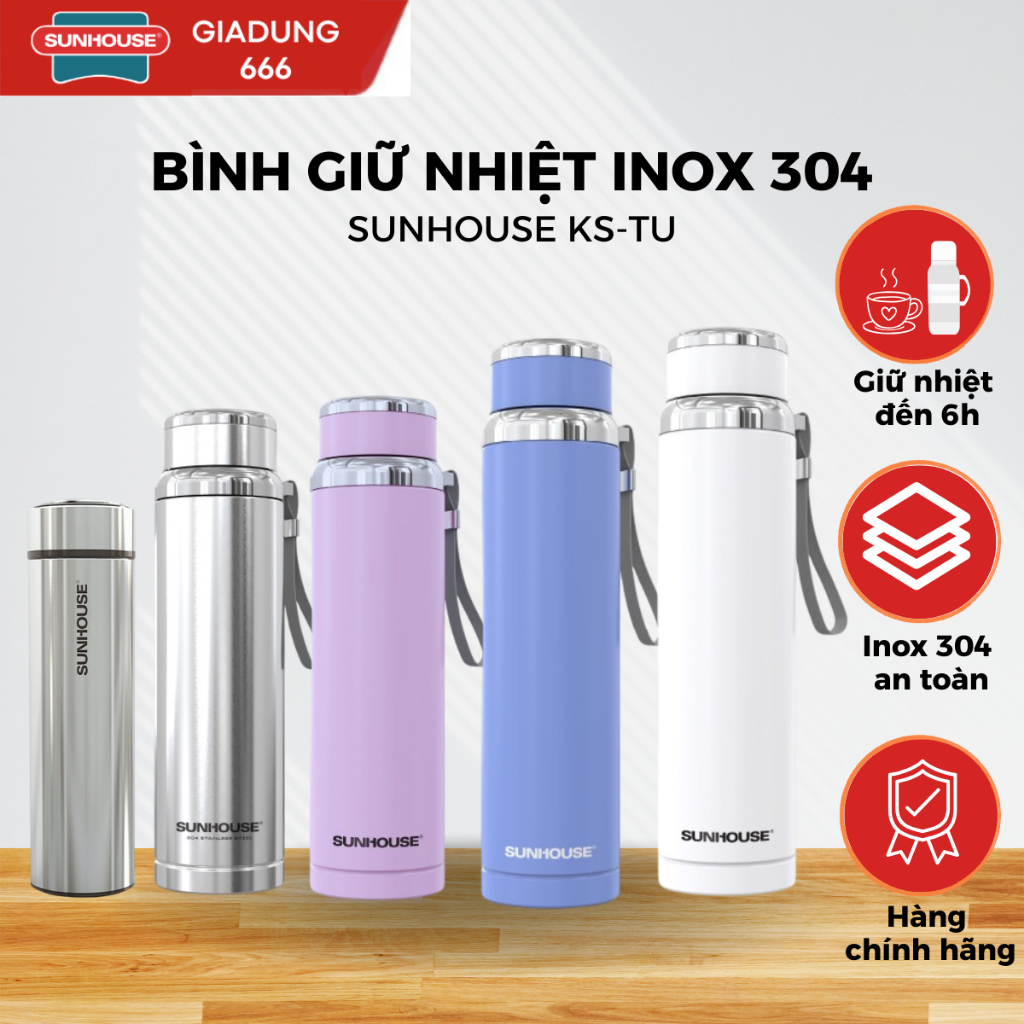 BÌNH GIỮ NHIỆT INOX 304 SUNHOUSE 450ML,720ml,920ml đủ dung tích