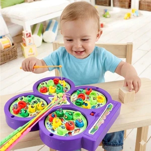 Đồ Chơi Câu Cá Nam Châm Gồm 4 Hồ Câu - Dùng Pin - Có Nhạc Giải Trí