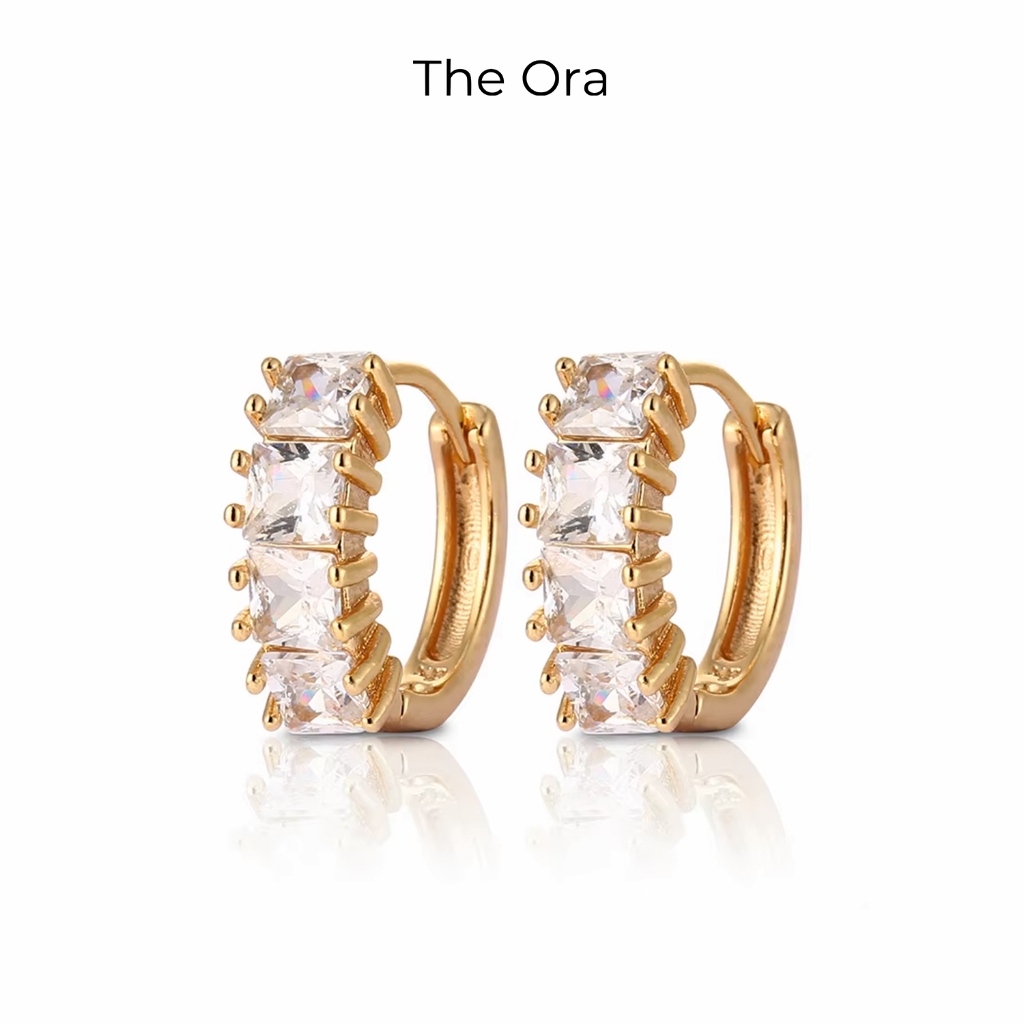 Khuyên tai mạ vàng 18K đính đá CZ, thiết kế tinh xảo, thanh lịch - Ora HD001