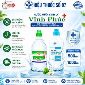 Nước súc miệng nước muối sinh lý Vĩnh Phúc Natriclorid 0,9% các loại mới 500m/1000m - Hỏa tốc HCM