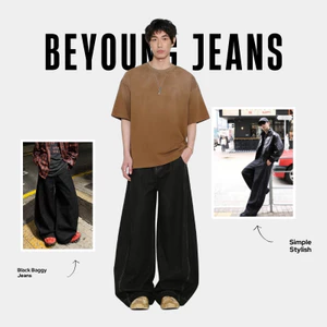 Quần Jeans Baggy Nam Nữ Ống Công Form Rộng Màu Đen Chất Lượng Cao Bền Động Làm
