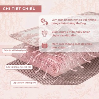 [PHIÊN BẢN MỚI] Chiếu điều hòa băng lạnh Ultra Cool Họa Tiết M2T BEDDING mát lạnh chất liệu cao cấp có đệm lót êm ái