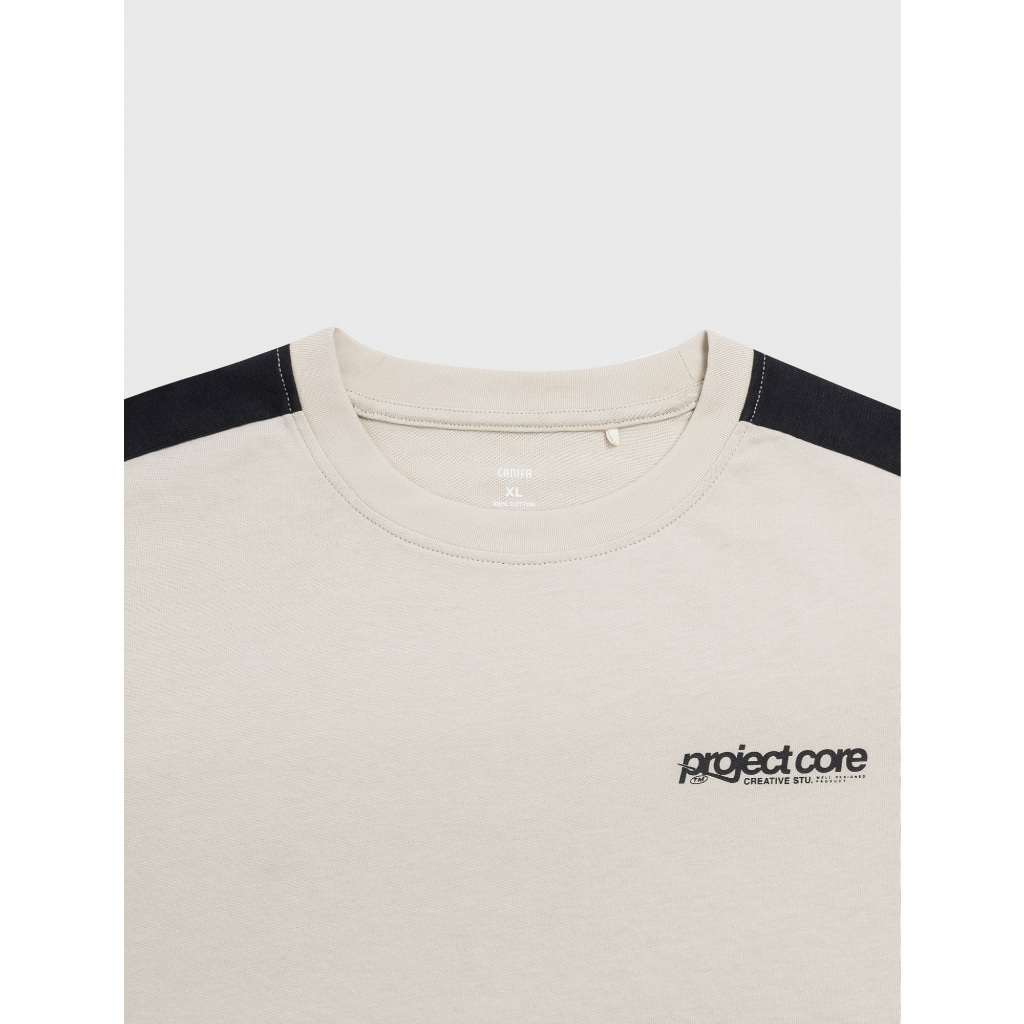 Áo phông nam CANIFA áo thun cotton mềm mịn thấm hút phối màu dáng rộng 8TS26S015