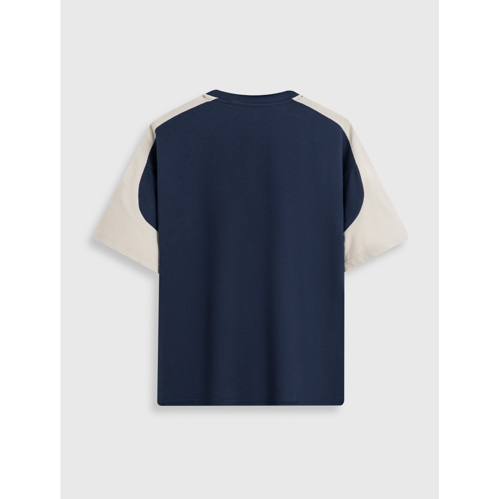 Áo phông nam CANIFA áo thun cotton mềm mịn thấm hút phối màu dáng rộng 8TS26S015
