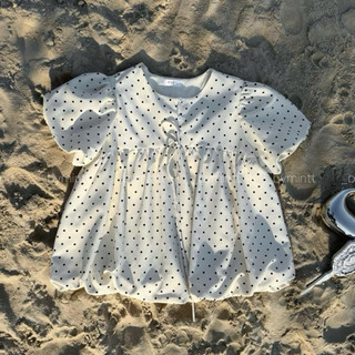 Elium Bi | Áo babydoll tay phồng phối nút chất katesilk phong cách Hàn Quốc | Bymintt