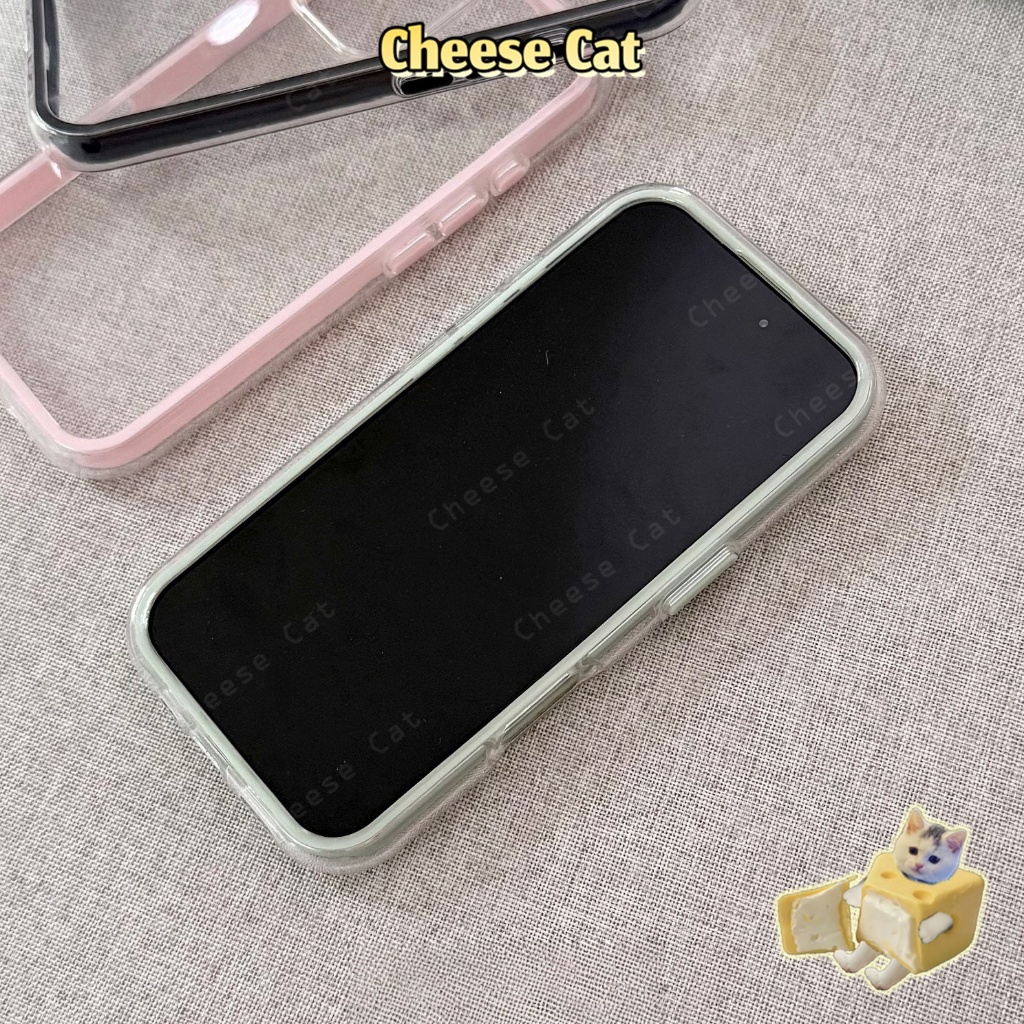 Ốp lưng viền màu kẹo ốp lưng trong suốt để đựng thẻ/ảnh cho iPhone 13 14 15 11 12 16 Plus 17 Pro Max