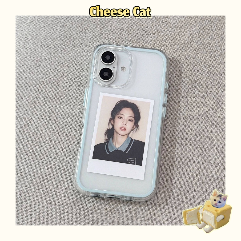 Ốp lưng viền màu kẹo ốp lưng trong suốt để đựng thẻ/ảnh cho iPhone 13 14 15 11 12 16 Plus 17 Pro Max