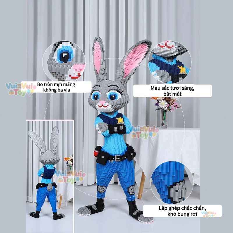 Bộ xếp hình cáo và thỏ cỡ lớn - Đồ chơi giáo dục, quà tặng cho trẻ em, mô hình trang trí