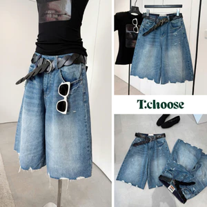 Quần ngố jean kèm belt, quần lửng rách gấu 280 TCHOOSE