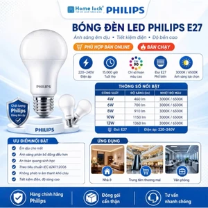 Bóng đèn LED PHILIPS Bulb A60 bảo vệ mắt Mycare, Công suất (4W,6W,8W,10W,12W) (01 bóng) HOME LOCK