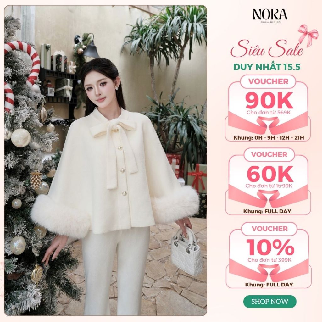 Áo Khoác Mùa Đông Chất Dạ Ép Cao Cấp NORA, Áo Khoác Nữ Trẻ Trung, Mềm Mại, Tay Lông Tháo Rời T312