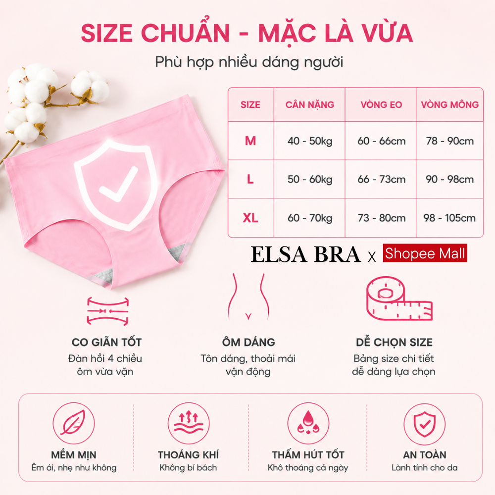 Quần Lót Nữ Su Đúc ESLSA BRA Kháng Khuẩn Không Đường May Mềm Mại Không Lộ Viền - Q5099