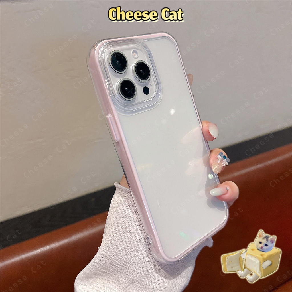 Ốp lưng bảo vệ viền màu cho iPhone 11 12 13 14 15 16 17 Pro Max ốp lưng điện thoại trong suốt đơn giản màu trơn