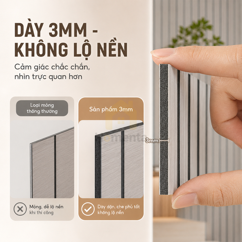 Tấm Ốp Tường Giả Gỗ Giấy Dán Tường 3D Nan Chớp Tự Dính Chống Nước Chống Cháy Cuộn 3m Trang Trí Phòng Khách