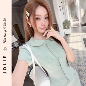 Set Váy Jolie Cổ Sen Tay Ngắn Phong Cách Tiểu Thư Sang Trọng