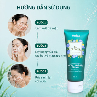 Sữa Rửa Mặt Làm Sạch Sâu Giảm Mụn Dưỡng Ẩm Sáng Da 100ml - Saras Beauty SR Clover