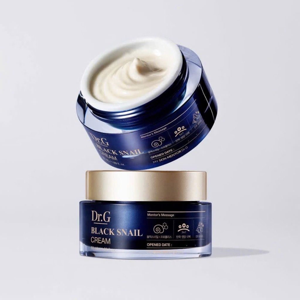 Kem Dưỡng Dr.G Black Snail Cream 50ml | Chứa Tinh Chất Ốc Sên Đen Và Keo Ong | Hàn Quốc