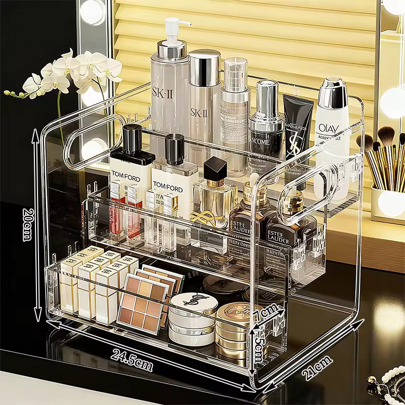 Kệ Mỹ Phẩm Trong Suốt 3 Tầng Thiết Kế Bậc Thang - Khay Đựng Đồ Đa Năng Trang Trí Bàn Trang Điểm | BigBuy360 - bigbuy360.vn