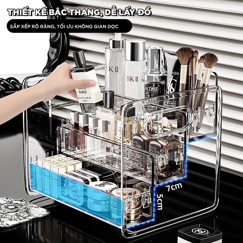 Kệ Mỹ Phẩm Trong Suốt 3 Tầng Thiết Kế Bậc Thang - Khay Đựng Đồ Đa Năng Trang Trí Bàn Trang Điểm | BigBuy360 - bigbuy360.vn