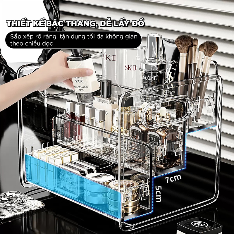 Kệ Mỹ Phẩm Trong Suốt 3 Tầng Thiết Kế Bậc Thang - Khay Đựng Đồ Đa Năng Trang Trí Bàn Trang Điểm | BigBuy360 - bigbuy360.vn