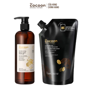 Combo Gel tắm bí đao 500ml + Túi refill tẩy da chết cà phê body Cocoon 600ml