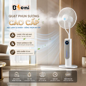 Quạt Phun Sương Làm Mát – Quạt Hơi Nước Ion Âm – 3 Chế Độ Gió – Phun Sương Mát Mẻ – Quạt Làm Mát Gia Đình