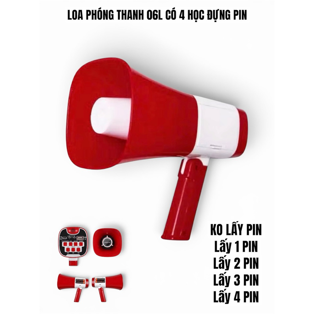 Loa Phóng Thanh 06L Có Kết Nối Bluetooth Công Suất 80W Âm Thanh To Rõ Kèm  Pin Sạc Tiện Lợi
