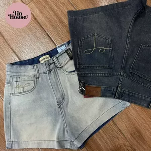 Quần Short Jean Nữ Thêu Túi Sau – Quần Short Lưng Cao Form Đẹp, Jean Cotton Dày Dặn | LIN HOUSE