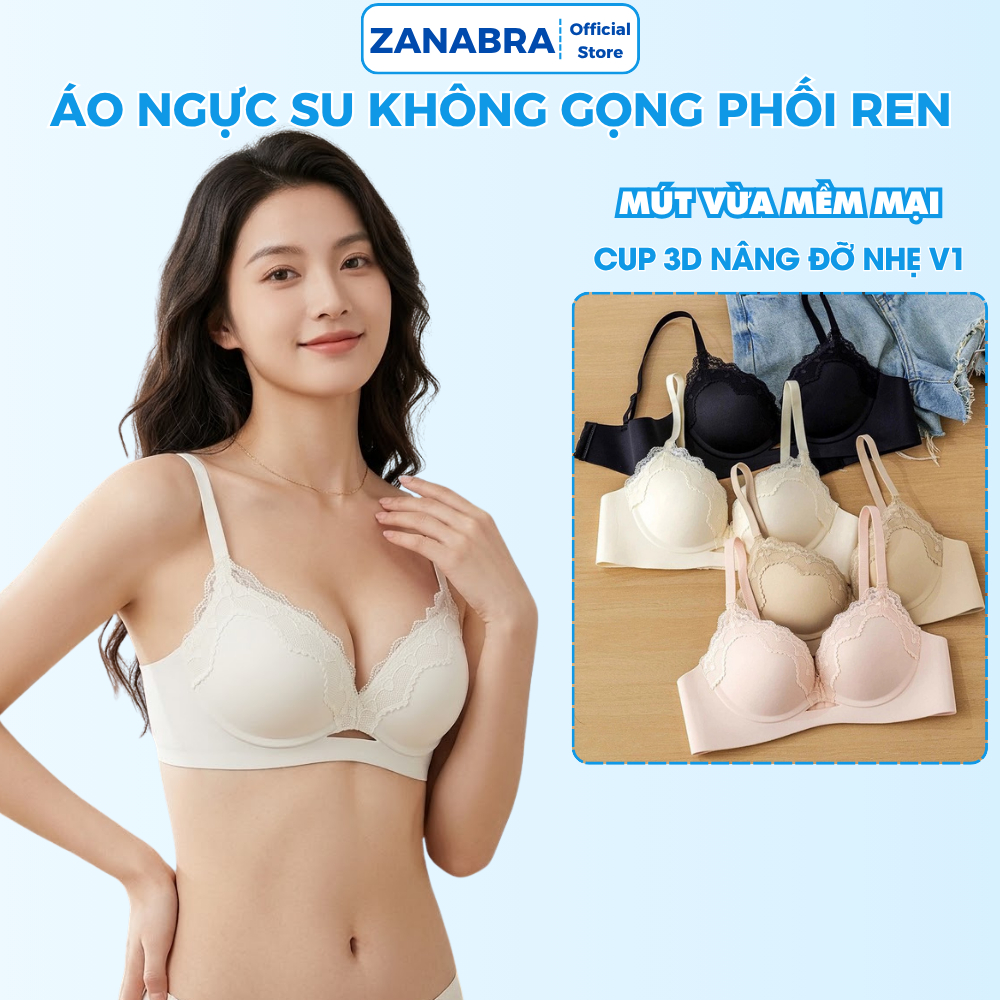 [MẪU MỚI 2026] Áo Ngực Áo Lót Nữ Không Gọng Su Đúc Viền Ren Hoa Đệm Mềm Mại Thoáng Khí Thoải Mái ZANABRA A5482