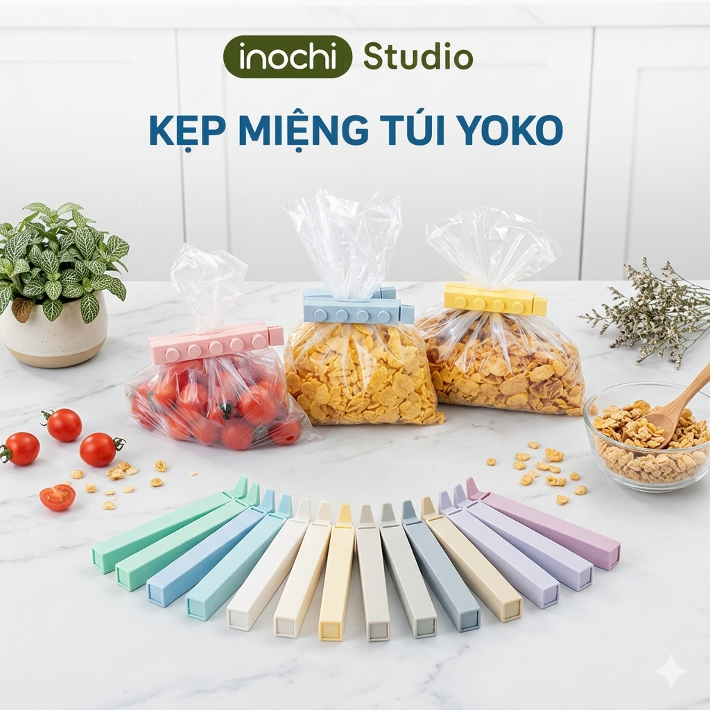 inochi Kẹp miệng túi bảo quản thực phẩm thức ăn Yoko Inochi (Bộ 10 cái)