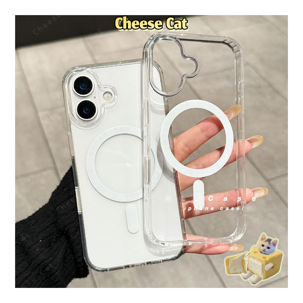 HD Ốp lưng điện thoại từ tính trong suốt cho iPhone 16 17 13 14 Pro Max 11 12 15 Plus Xs Max XR 7 8 Plus SE2 SE3