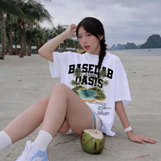 Áo Thun Boxy Cây Dừa Chất Vải Cotton 100% Thoáng Mát Cao Cấp Form Rộng Cổ Tròn Unisex Nam Nữ