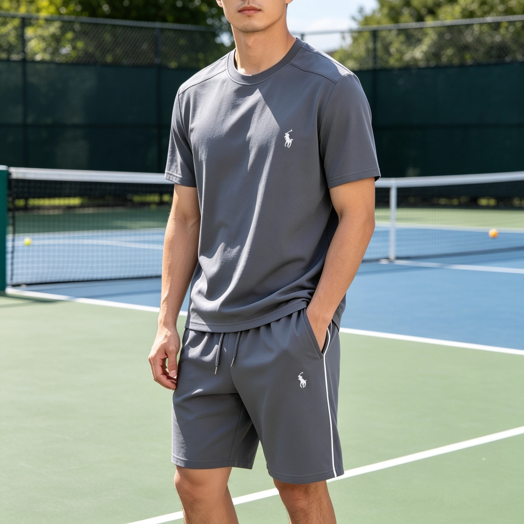 Bộ Nam Thêu Ngựa OHANLY – Set Áo Quần Nam Cotton Regular Fit Thể Thao Mặc Mát Co Giãn