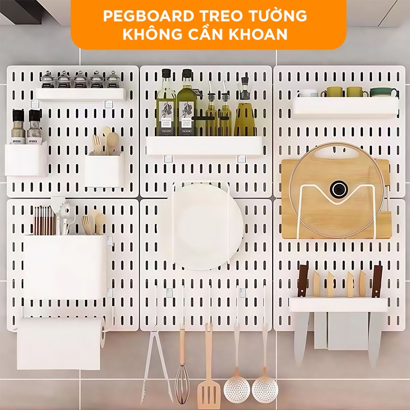 Bảng Pegboard Treo Tường Thông Minh Không Cần Khoan – Kệ Treo Đồ Đa Năng Cho Nhà Bếp, Phòng Làm Việc | BigBuy360 - bigbuy360.vn