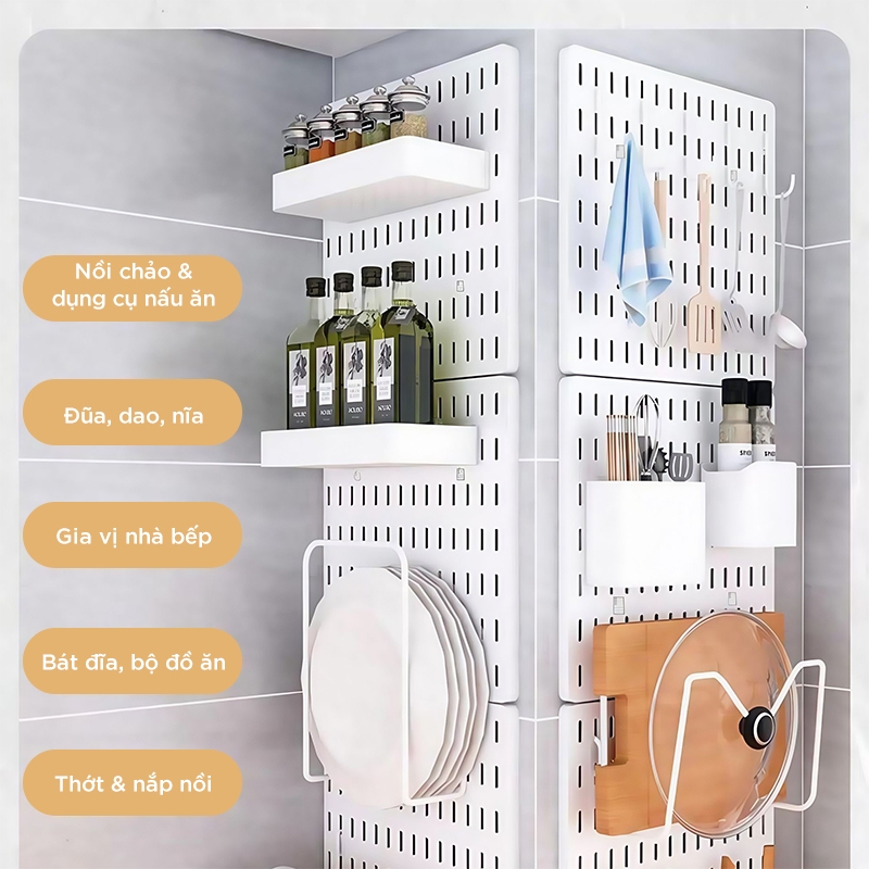 Bảng Pegboard Treo Tường Thông Minh Không Cần Khoan – Kệ Treo Đồ Đa Năng Cho Nhà Bếp, Phòng Làm Việc | BigBuy360 - bigbuy360.vn