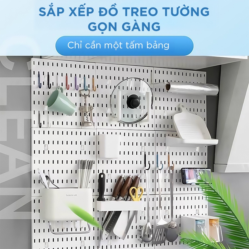 Bảng Pegboard Treo Tường Thông Minh Không Cần Khoan – Kệ Treo Đồ Đa Năng Cho Nhà Bếp, Phòng Làm Việc | BigBuy360 - bigbuy360.vn