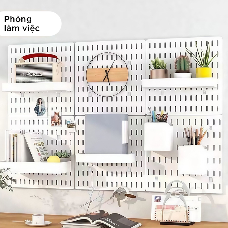 Bảng Pegboard Treo Tường Thông Minh Không Cần Khoan – Kệ Treo Đồ Đa Năng Cho Nhà Bếp, Phòng Làm Việc