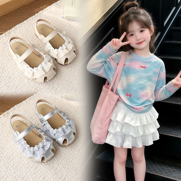 Bella Neman Giày trẻ em đế mềm chống trượt, đầu búp bê voan ngọc, phù hợp bé 1-6 tuổi đi học