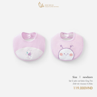 M&B (0M-12M) Combo 2 yếm ăn dặm nút sau gáy chất Viscose co giãn 4 chiều mềm mịn an toàn cho bé
