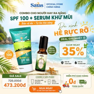 Combo kem chống nắng nâng tone SPF100 50ml, Serum khử mùi 10ml mùa hè Saras Beauty