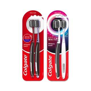 [HB Gift] Bộ 2 bàn chải Colgate trắng răng Optic White/ O.W Purple với lông chải 2 tầng sạch vượt trội, loại bỏ vết ố