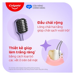 Bộ 4 bàn chải Colgate trắng răng Optic White Purple/ Optic White đầu chải rộng, lông chải 2 tầng xoắn kép