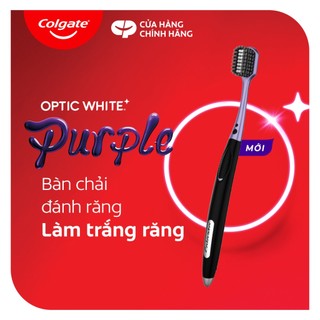 Bộ 4 bàn chải Colgate trắng răng Optic White Purple/ Optic White đầu chải rộng, lông chải 2 tầng xoắn kép